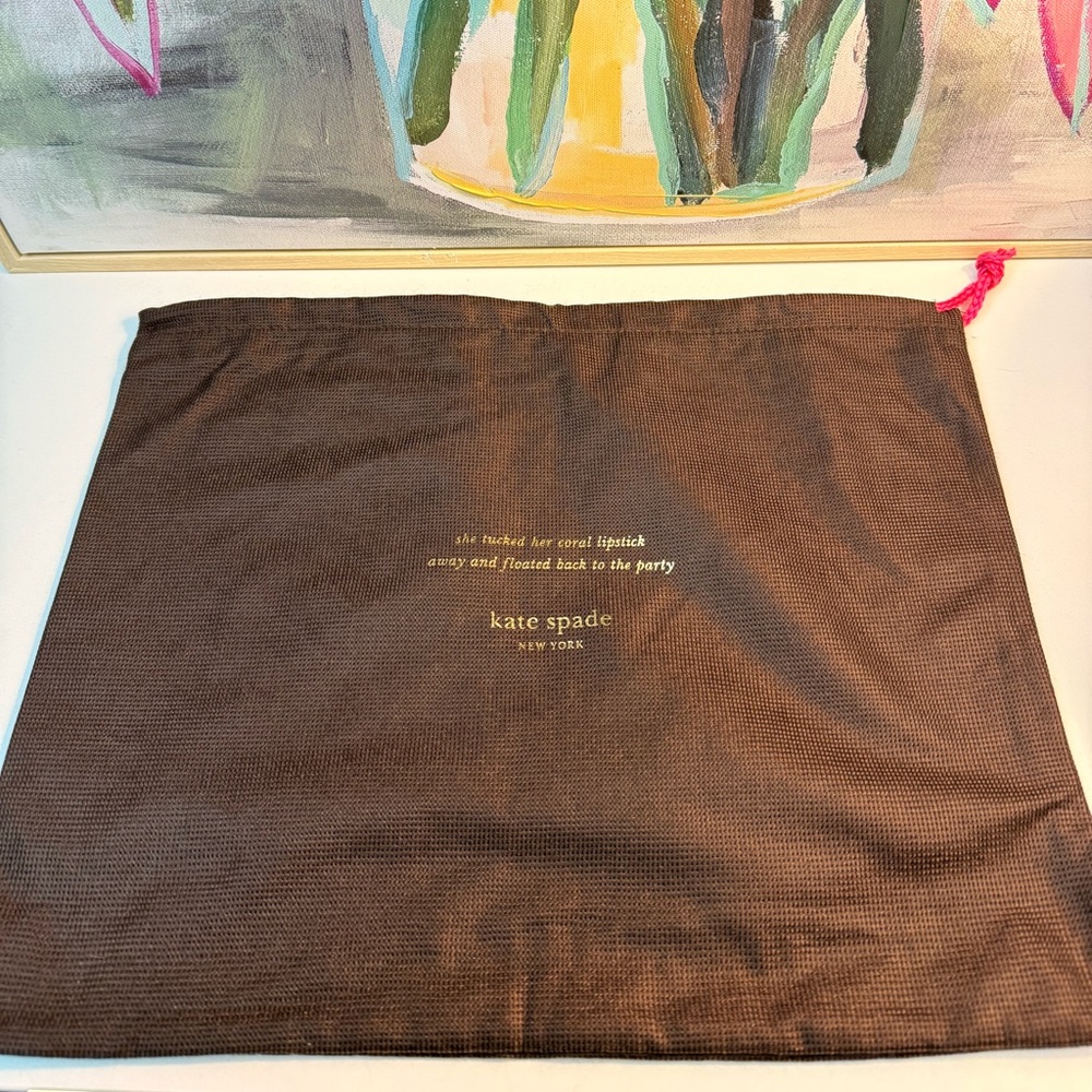 New Rare Discontinued Kate Spade Dust Bag Small Brown Purse Dust bag 14”*10.n